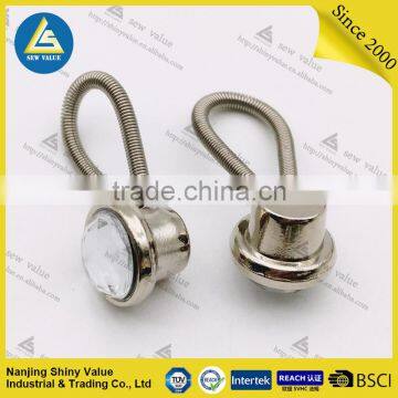 10mm Diameter Professional Metal Button Shirt Extenders With Spring and Pure White Diamond Studded photo-2