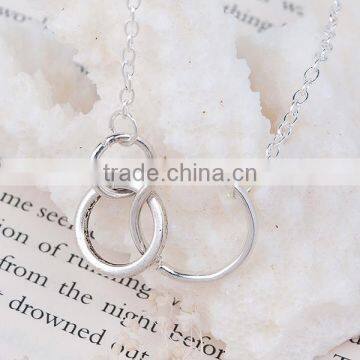 New Fashion Circle Ring Link Cable Chain Antique Silver New Fashion Black Wax Cord Silver Tone Choker Necklace