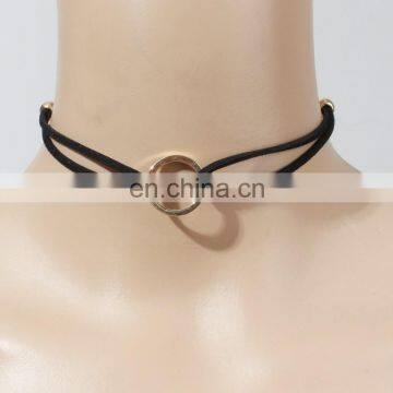 Fashion simple chocker necklaces black Suede Fabric choker necklace with metal