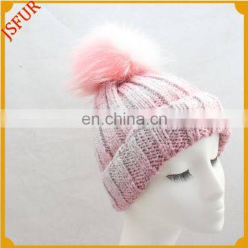 Attractive Design Two tone gradient custom wholesale crochet bobble Winter Beanie hat