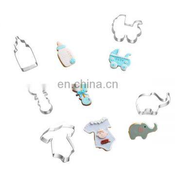 Stainless Steel Baby Shower Cake Decoration Tools Bottle Carriage Onesie elephant candy Baked Good and Craft Cookie Cutters