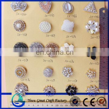 Round shape pearl fashion rhinestone Diamond Button sew on button