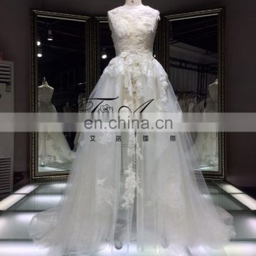 Bee Hive Price Alibaba Express Champagne Luxurious Empire Lace Appliqued Bridal Gown Wedding Dress