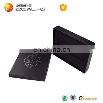 Customized for USA rigid black foam insert silver foil logo black paper box for wristband