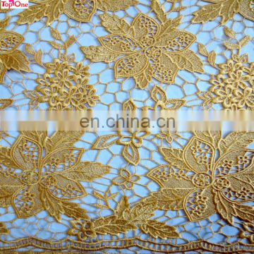 Wholesale chemical lace fabric\African wedding party lace\Guipre lace yellow color