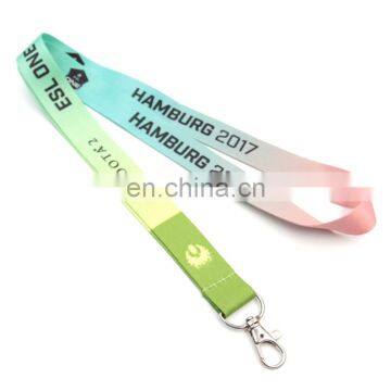 Custom cheap price sublimated polyester material bright color lanyard