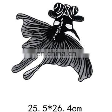 Big Size Custom High Quality Embroidery Patch of Lucky Fish no Backing in Stock,Heat Cut Fun Fish Design Embroidered Patches photo-2