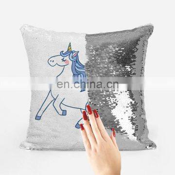 Hot Sale Custom Fabric Cushion Cover Beautiful Travel Mermaid Sequin Pillow Unicorn Custom Pillow Magic Sequin Emoji Pillow photo-4