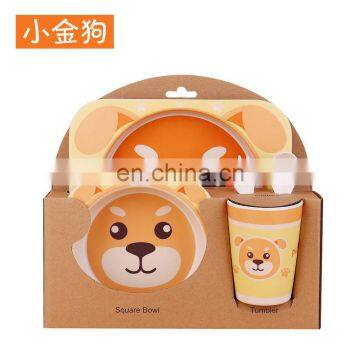 Creative cute cartoon  bamboo fiber children tableware set of five sets of kindergarten baby bowl children's dinner plate