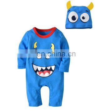 Fashion Baby Clothing Blue Long Sleeve Cotton Pumpkin Halloween Baby Girl Boy Clothes Romper