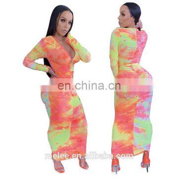 sexy women casual dress floral print maxi zipper ladies elegant dress bodycon dress bodycon jumpsuit