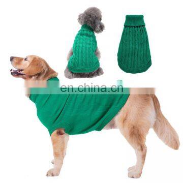 Classic Cable Knit Dog Jumper Coat Turtleneck Knitted large dog sweaters