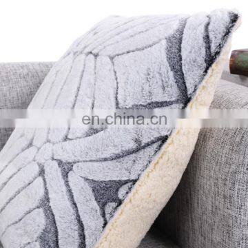 Decorative Luxury Warm Sofa 100% Polyester Cutting Rabbit Faux Fur Square Shape Gray Cushion Custom Cushions photo-5
