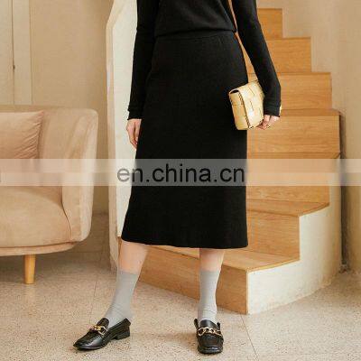Women Winter New Cashmere Knit High Waist Long Warm Skirt photo-4