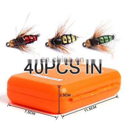 Amazon 40 Pcs/Box Manual Baits Fly fishing  Kits Musca Lures Artificial Fishing Flies