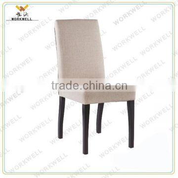 WorkWell fabric high quality high back dining room chairs with Rubber wood legs Kw-D4196