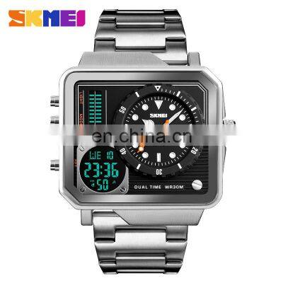 Skmei 1392 stainless steel dual time chrono 3ATM water resistant sports luxury watch