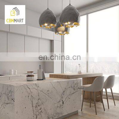 Customized Matt Lacquer European Style Bespoke Ready Assemble Islands Handles Cheap Price Laminate HpL Kitchen Cabinet