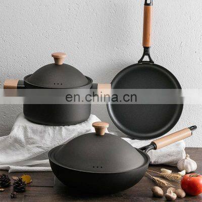 custom cheap production home  kitchen utensils  outdoor quality cooking pot iron nonstick cookware sets