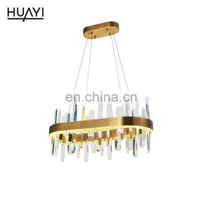 HUAYI Light Luxury Style Living Room Decorative Modern Gold LED Crystal Chandelier Pendant Light photo-2