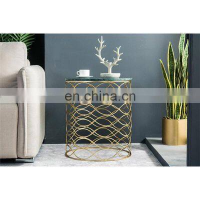 Nordic Modern Furniture Living Room Metal Wire Frame Marble Side Coffee Table photo-2