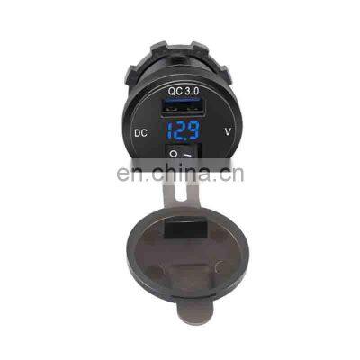 Car Charging Voltage and Current Digital Display Dual Meter QC3.0 Fast Charging 12-24V With Switch Control photo-5