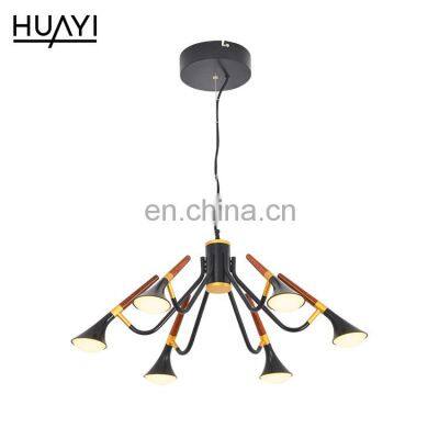 HUAYI Luxury Design Modern Decoration Black Indoor Living Room Office Meeting Room Led Pendant Light