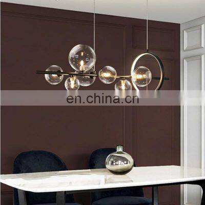 Luxury LED Chandelier Creative Lamp Strip Modern Minimalist Bar Glass Bubble Pendant Light For Restaurantr Shop