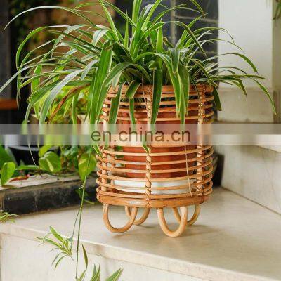 New Design Floor Plant Holder rattan boho indoor plant stand Unique Planter Vintage Plants Basket Wholesale