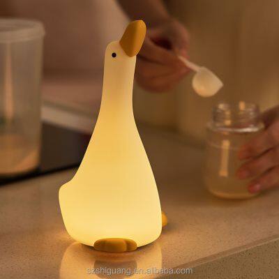 Cute Duck Led Silicone Soft Night Light for kid Children Bedroom Bedside Table Lamp USB Rechargeable MINI Baby Nursery Light