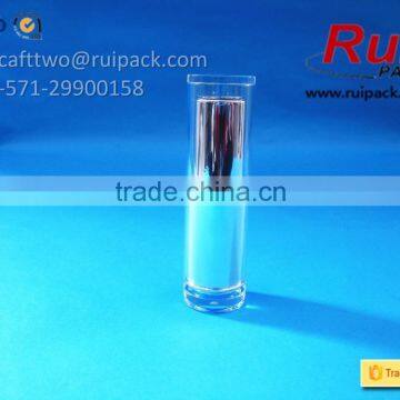 Round Shiny Silver Lipstick Tube With Big Clear Cover, Silver Lip Cream Tube With Large Transparent Cap photo-2