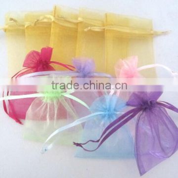 Organza Candy Bags Wedding Organza Gift Bags with Tassel cheap 7x9cm In Stock Drawstring Customized Logo Rose Printed Organza Sm