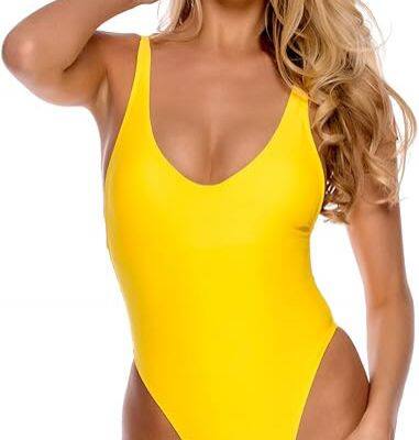 Women's V-Neck Open Back One Piece Swimsuits beach suits