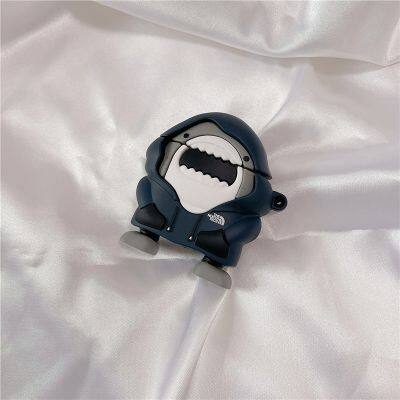 3D Design Hoodie Shark Earphone Cover Silicone Soft Shell for AirPods Pro/1/2/3 Wireless Headphone Protection Case photo-3