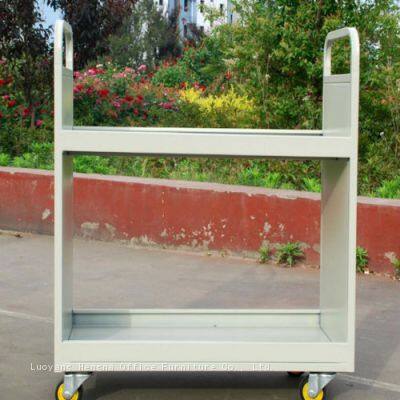 High-Quality Double Sided Mobile Steel Book Cart With Wheels for School and Public Library