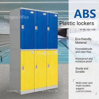 Semi-outdoor ABS Plastic Lockers for School Corridor & Poolside, Rust-proof, Weather-resistant, Modular Plastic Storage Locker With Ventilated Design