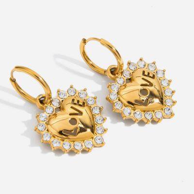 White Zircon Stud Earrings Fashion Jewelry Stainless Steel Plated