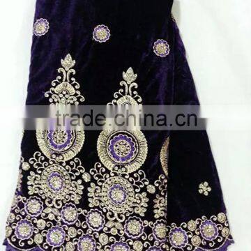 T236-1 purple high quality 100% korea velvet african george fabric