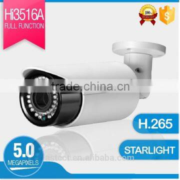 H.265 IP Security Starlight software 5.0mp HD Color IR IP Bullet Proof cctv Camera