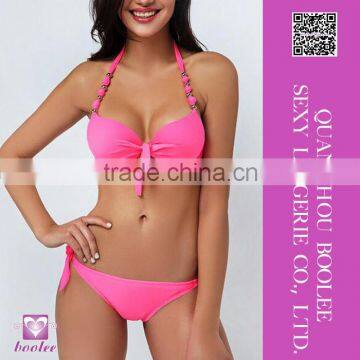 New High Quality Sexy girl beach swimwear Pink colors Push up bikini