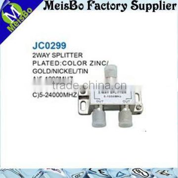 With white cover silver CE 2 way TV splitter