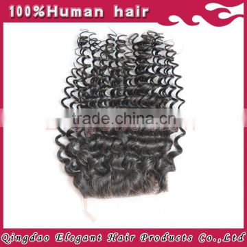 Wholesale 4"X4" lace Closure ,6A Unprocessed Virgin hair deep curl Swiss Lace Closure