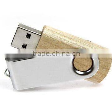 promotional swivel wooden usb sticks 16gb with color-printing logo