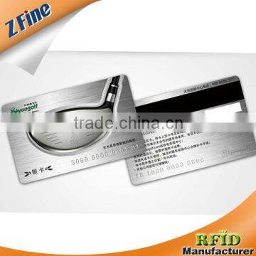 Hotel door access control rfid metal(silver) smart cards /vip card with magnetic stripe