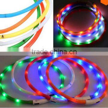 2016 New Arrival Waterproof Rechargeable USB LED Flashing Light Band Security Pet Dog Collar
