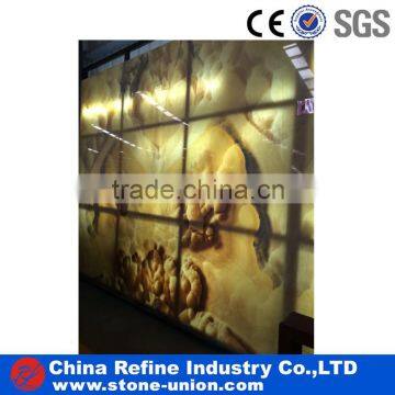 Yellow onyx stone slabs