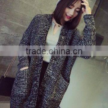 Female gray knit cardigan Lazy sense bat sweater coat