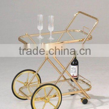 Tea trolley/ Golden Glass Serving Cart