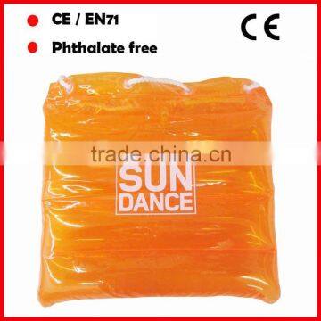 Orange color PVC inflatable pillow bags with rope and logo for promotion beach bags