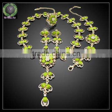 Lead and nickel safe alloy fashion jewelry sets with green sunflower made in china wholesale